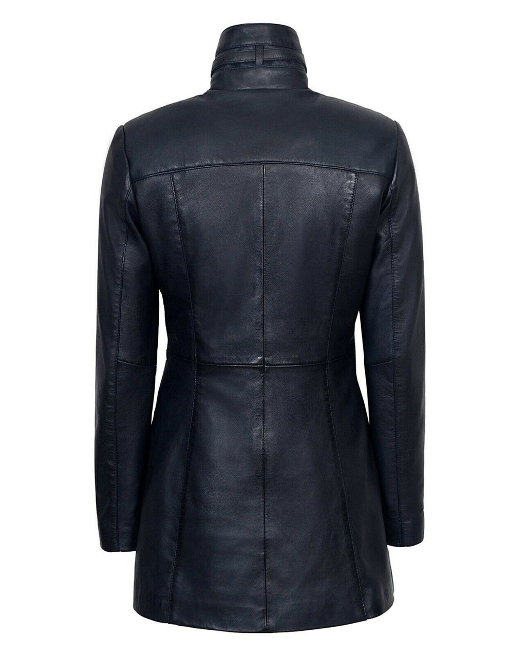Glowrexs Women's Gothic Style Mid Length Real Sheepskin Leather Coat