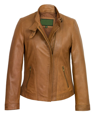 Glowrexs Women’s Tan Leather Jacket