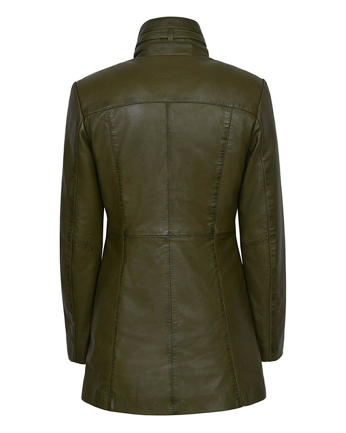 Glowrexs Women's Gothic Style Mid Length Real Sheepskin Leather Coat