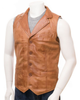 Glowrexs Men's Distressed Genuine Sheepskin Leather Vest