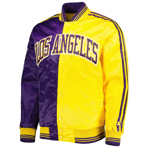 Glowrexs Purple/Yellow Fast Break Satin Full-Snap Jacket