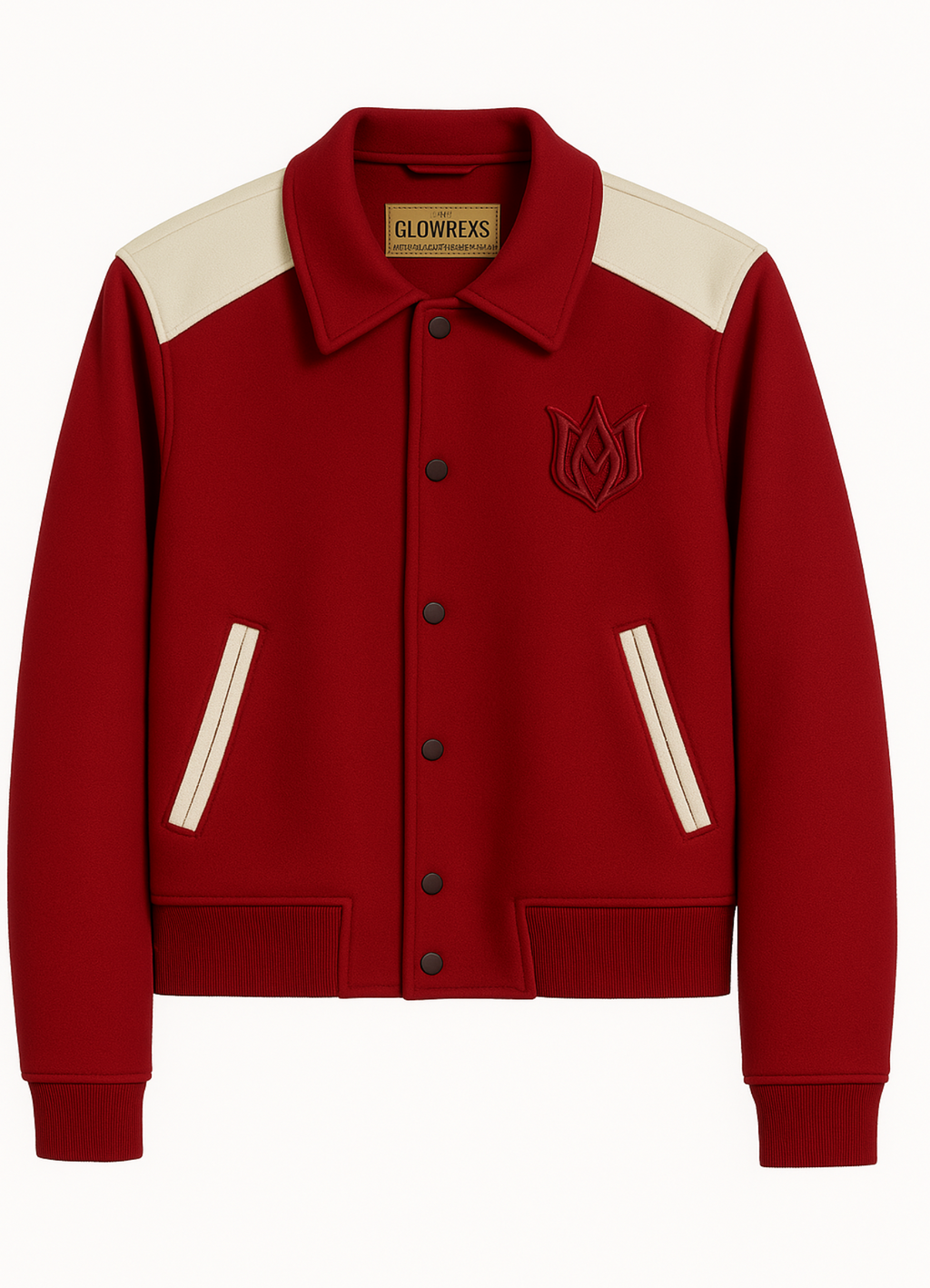 Glexo Wool & Leather Band Bomber Varsity Jacket