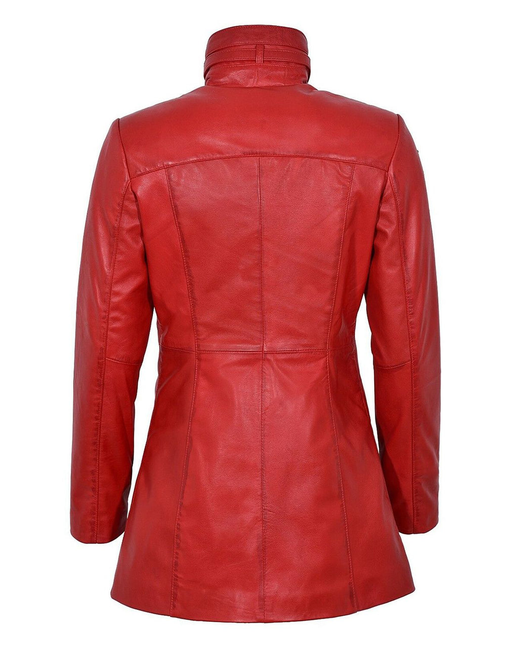 Glowrexs Women's Gothic Style Mid Length Real Sheepskin Leather Coat