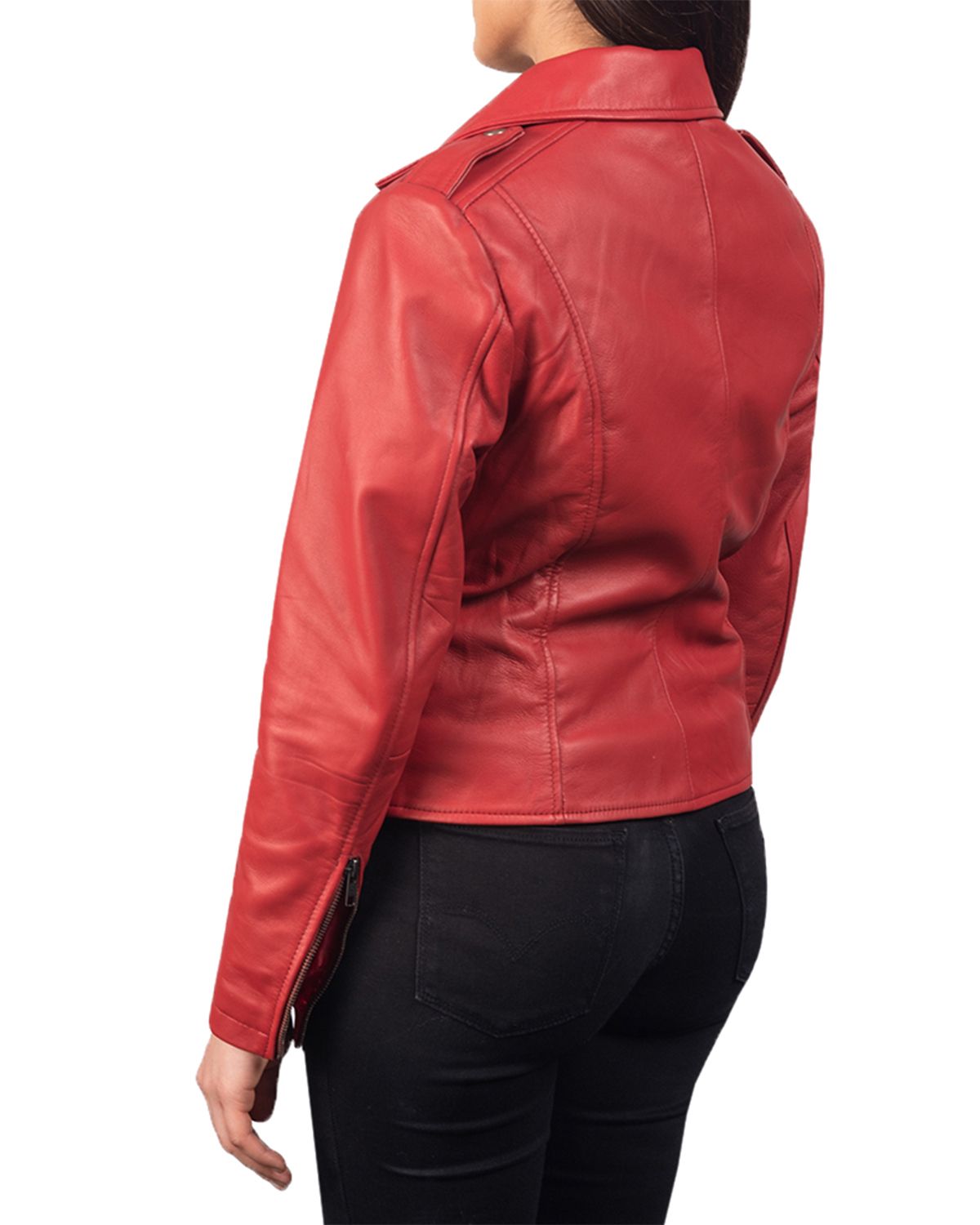 Glowrexs Women's Notch Collar Stylish Biker Leather Jacket