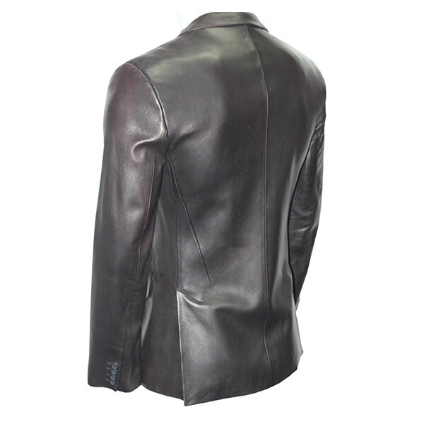 Men’s Casual Leather Blazer In Black