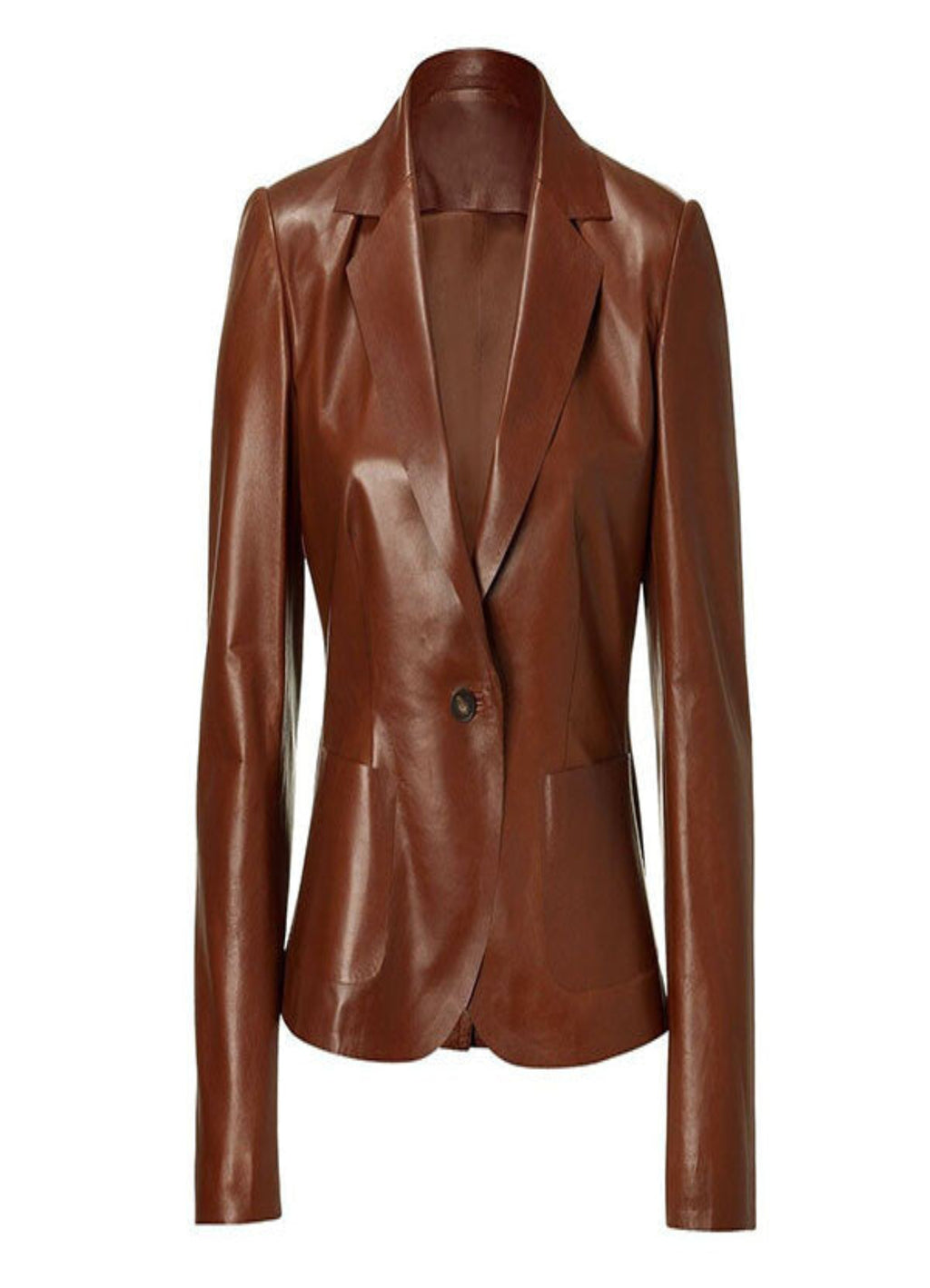 Women’s Casual Leather Blazer In Brown