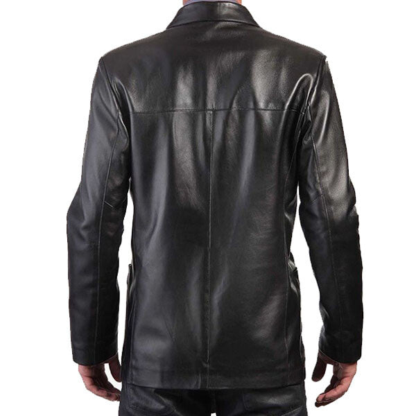 Men’s Law Black Leather Blazer