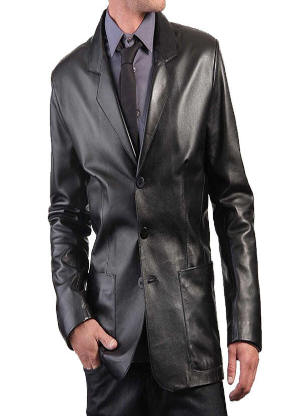 Men’s Law Black Leather Blazer