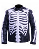 Glowrexs Mens Motorcycle Biker Skeleton Bones Leather Jacket Black/Blue