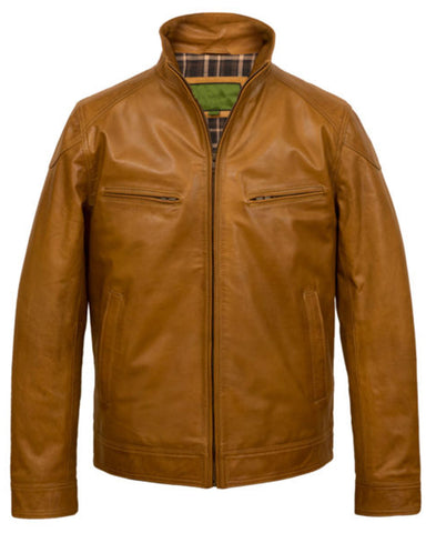 Glowrexs Fashion Wear Mens Tan Brown Leather Jacket