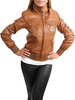 Glowrexs Womens Classic Bomber Real Leather Jacket