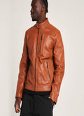 Men’s Tan Chrome-Free Leather Racer Jacket