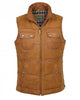 Glowrexs Women’s Tan Brown Leather Gilet