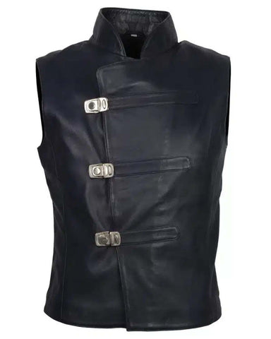 Glowrexs Aegeus Men Black Leather Vest
