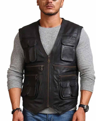 Glowrexs Chris Pratt Man Black Jurassic World Leather Vest